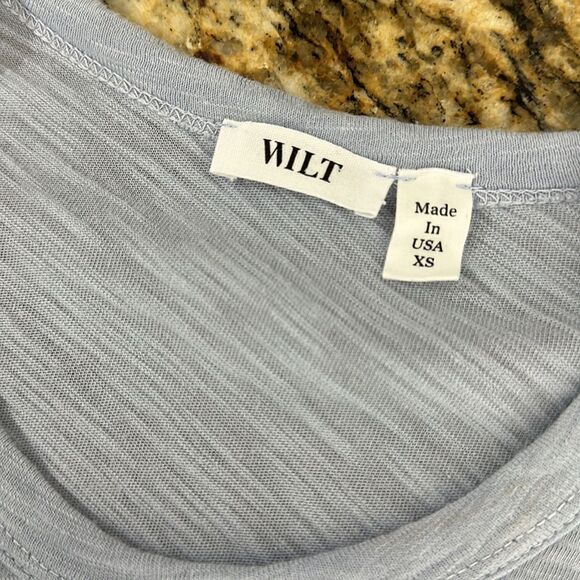 Wilt Lace-Trim Asymmetric Long Sleeve Round Neck Tee In Blue Size XS - Picture 5 of 9